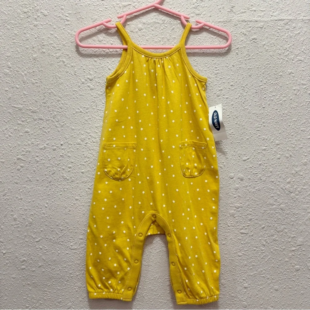 Old Navy Yellow Polka Dot Tank Pant Jumpsuit NWT Size 3-6 Months